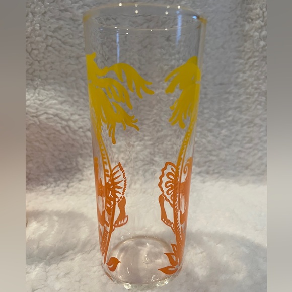 Federal Glass Native Palm Tree Kiss 4 Pc Vintage 6" Highball Tumblers 1950s - Picture 3 of 12